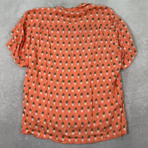 Kenny Flowers Mens XXL Orange Pineapple Print Short Sleeve Button Up Shirt EUC - Picture 6 of 7